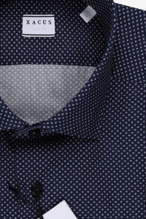 Camicia Uomo Xacus Regular Micro disegno 97% cotone 3% elastan collo Francese Manica lunga