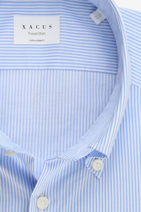 Camicia Uomo Xacus Classic No Stiro Righe 100% cotone collo Button down Manica lunga