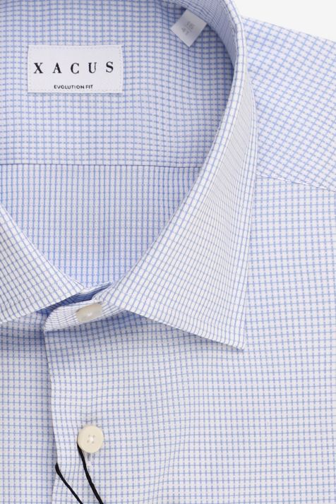 Camicia Uomo Xacus Classic Micro disegno 100% cotone collo Francese Manica lunga