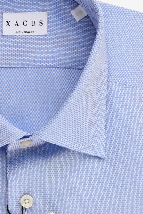 Camicia Uomo Xacus Classic Micro disegno 100% cotone collo Francese Manica lunga