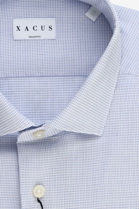 Camicia Uomo Xacus Regular Micro disegno 100% cotone collo Francese Manica lunga