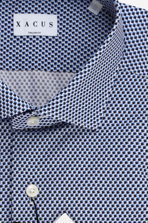 Camicia Uomo Xacus Regular Micro disegno 100% cotone collo Francese Manica lunga