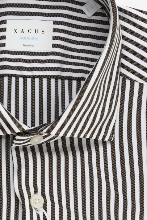 Camicia Uomo Xacus Regular Righe 86% poliammide 14% elastan  collo Francese Manica lunga