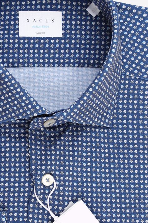 Camicia Uomo Xacus Regular Micro disegno 100% cotone collo Francese Manica lunga