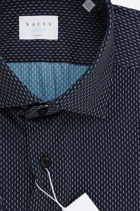 Camicia Uomo Xacus Regular Micro disegno 86% poliammide 14% elastan collo Francese Manica lunga