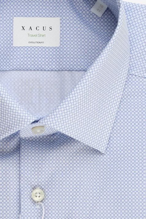Camicia Uomo Xacus Classic No Stiro Micro disegno 100% cotone collo Francese Manica lunga