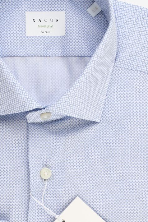 Camicia Uomo Xacus Regular No Stiro Micro disegno 100% cotone collo Francese Manica lunga