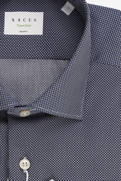 Camicia Uomo Xacus Regular No Stiro Micro disegno 100% cotone collo Francese Manica lunga