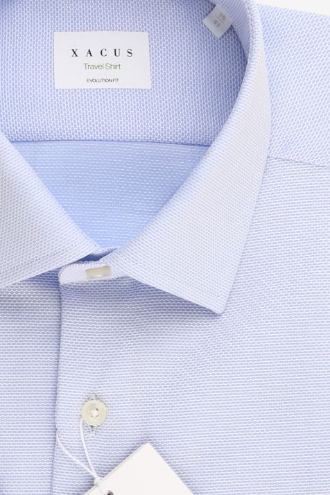 Camicia Uomo Xacus Classic No Stiro Micro disegno 100% cotone collo Francese Manica lunga