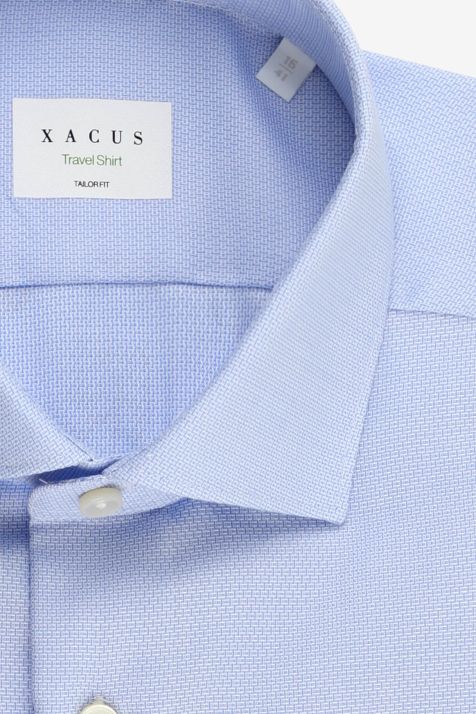 Camicia Uomo Xacus Regular No Stiro Micro disegno 100% cotone collo Francese Manica lunga