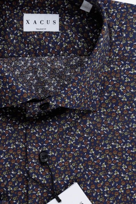 Camicia Uomo Xacus Regular Micro disegno 97% cotone 3% elastan collo Francese Manica lunga