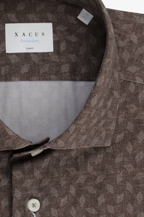 Camicia Uomo Xacus Slim Fantasia 86% poliammide 14% elastan collo Francese Manica lunga