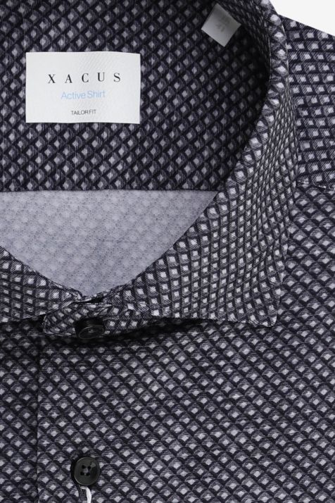 Camicia Uomo Xacus Regular Micro disegno 86% poliammide 14% elastan collo Francese Manica lunga