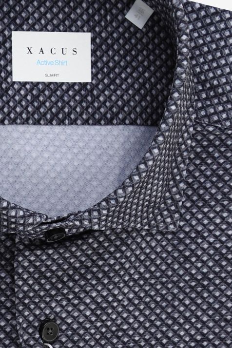 Camicia Uomo Xacus Slim Micro disegno 86% poliammide 14% elastan collo Francese Manica lunga