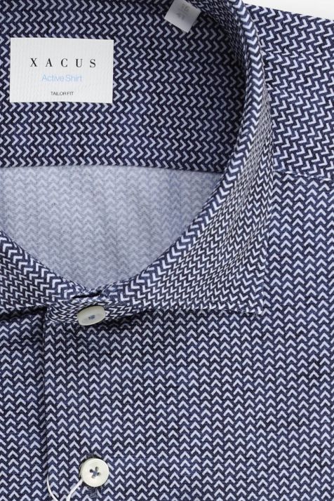 Camicia Uomo Xacus Regular Micro disegno 86% poliammide 14% elastan collo Francese Manica lunga