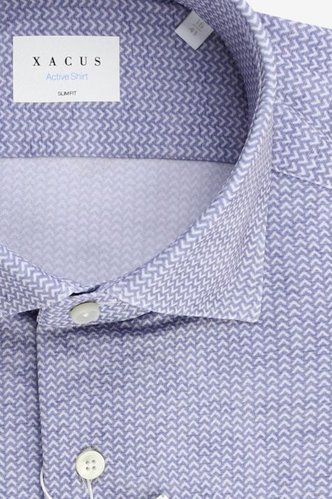 Camicia Uomo Xacus Slim Micro disegno 86% poliammide 14% elastan collo Francese Manica lunga