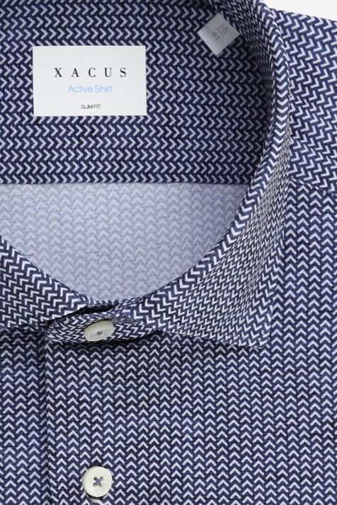 Camicia Uomo Xacus Slim Micro disegno 86% poliammide 14% elastan collo Francese Manica lunga