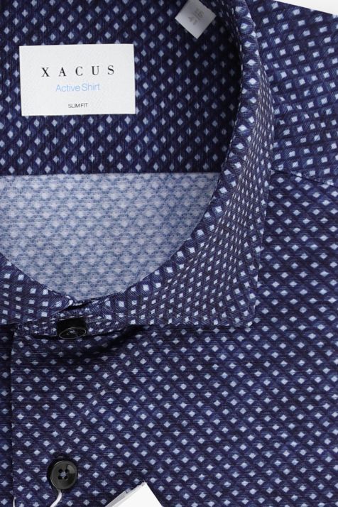Camicia Uomo Xacus Slim Micro disegno 86% poliammide 14% elastan collo Francese Manica lunga