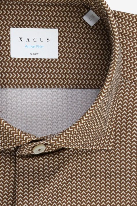 Camicia Uomo Xacus Slim Micro disegno 86% poliammide 14% elastan collo Francese Manica lunga