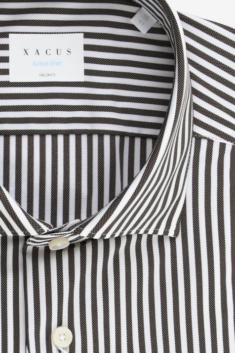 Camicia Uomo Xacus Regular Righe 86% poliammide 14% elastan collo Francese Manica lunga