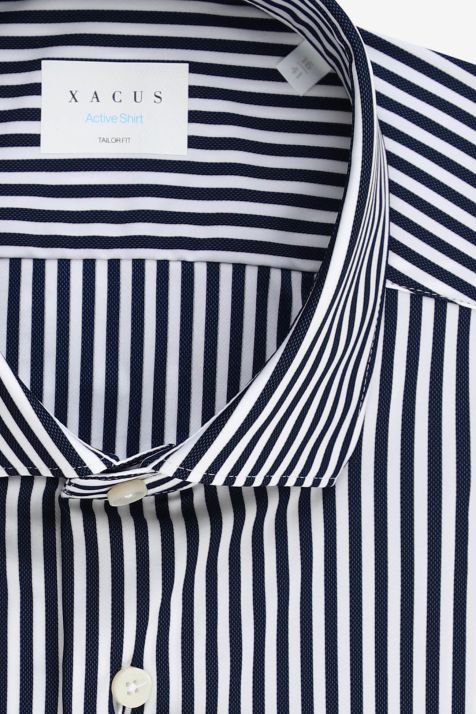 Camicia Uomo Xacus Regular Righe 86% poliammide 14% elastan collo Francese Manica lunga