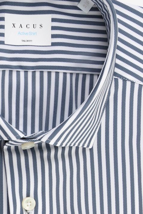 Camicia Uomo Xacus Regular Righe 86% poliammide 14% elastan collo Francese Manica lunga