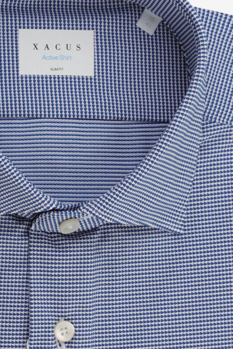 Camicia Uomo Xacus Slim Micro disegno 87% poliammide 13% elastan collo Francese Manica lunga