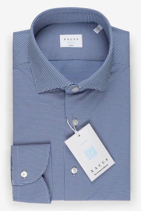 Camicia Uomo Xacus Regular Micro disegno 85% poliammide 15% elastam collo Francese Manica lunga