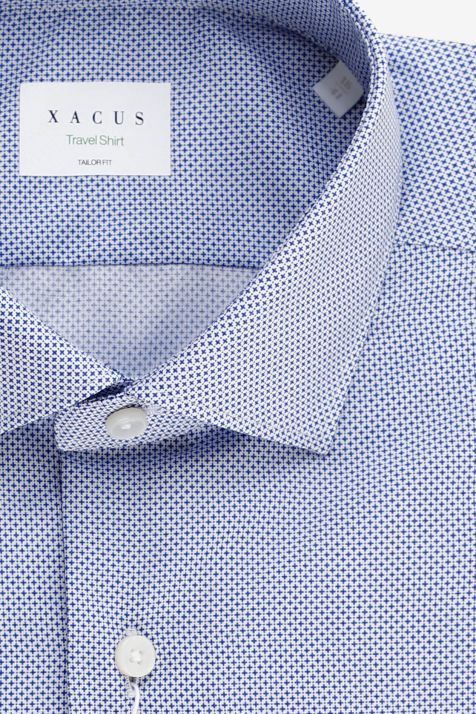 Camicia Uomo Xacus Regular No Stiro Micro disegno 100% cotone collo Francese Manica lunga