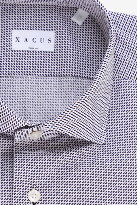 Camicia Uomo Xacus Slim Micro disegno 100% cotone collo Francese Manica lunga