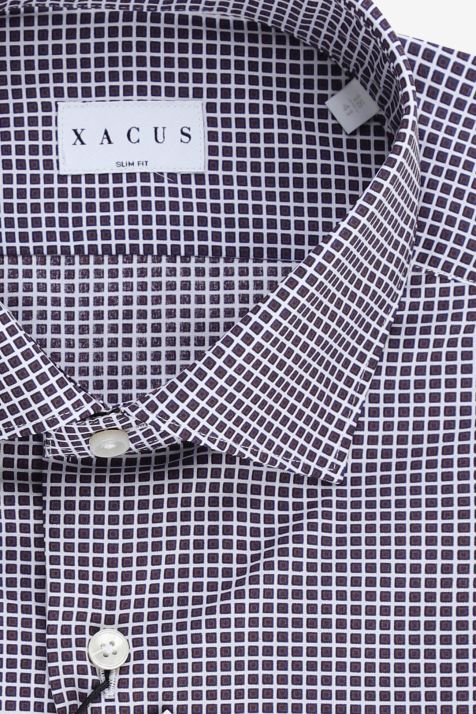 Camicia Uomo Xacus Slim Quadri 100% cotone collo Francese Manica lunga