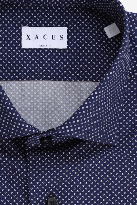Camicia Uomo Xacus Slim Micro disegno 100% cotone collo Francese Manica lunga