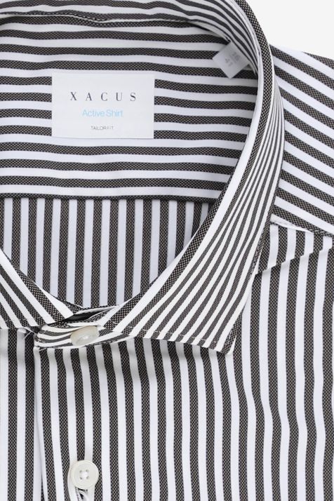 Camicia Uomo Xacus Regular Righe 86% poliammide 14% elastan collo Francese Manica lunga