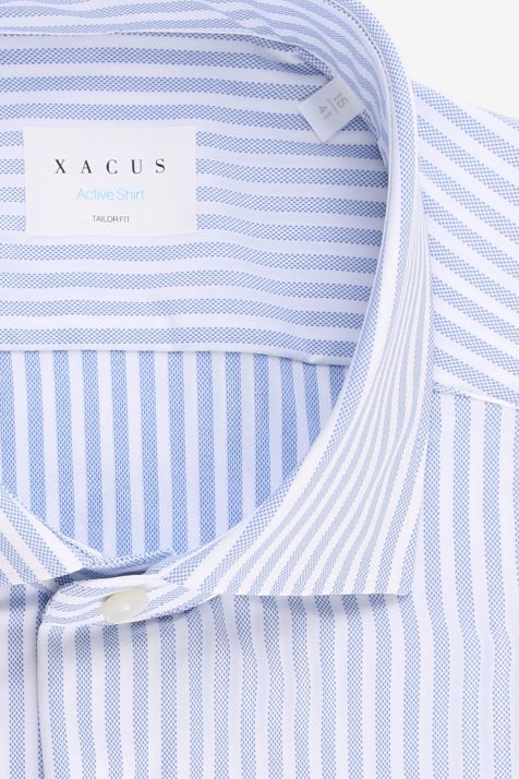 Camicia Uomo Xacus Regular Righe 86% poliammide 14% elastan collo Francese Manica lunga