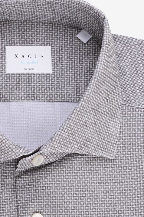 Camicia Uomo Xacus Regular Micro disegno 86% poliammide 14% elastan collo Francese Manica lunga