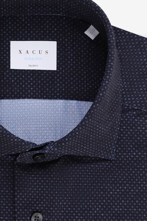 Camicia Uomo Xacus Regular Micro disegno 86% poliammide 14% elastan collo Francese Manica lunga