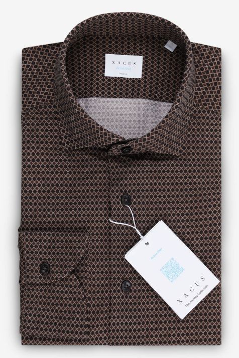 Camicia Uomo Xacus Regular Micro disegno 86% poliammide 14% elastan collo Francese Manica lunga