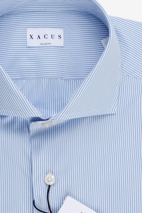 Camicia Uomo Xacus Regular Righe 100% cotone collo Francese Manica lunga
