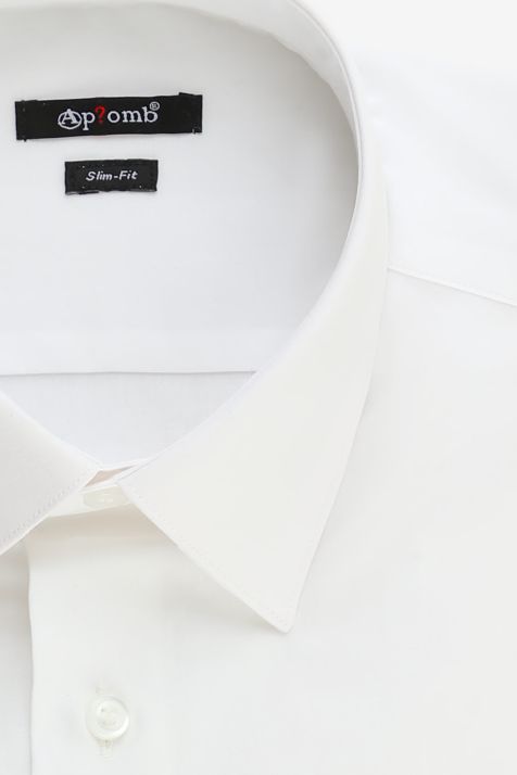 Camicia Uomo Aplomb Slim Tinta unita 97% cotone 3% elastan collo Italiano Manica lunga