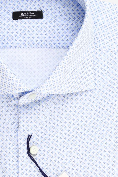 Camicia Uomo Barba Regular Micro disegno 100% cotone collo Francese Manica lunga