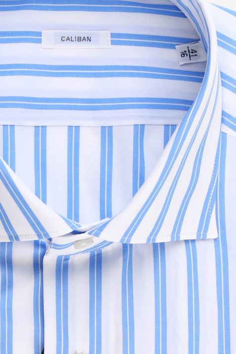 Camicia Uomo Caliban Regular Righe 100% cotone collo Francese Manica lunga
