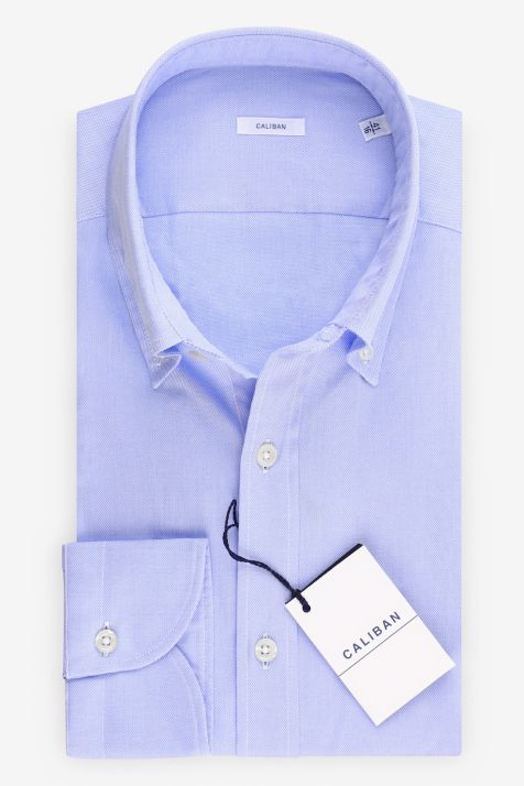 Camicia Uomo Caliban Regular Tinta unita 100% cotone collo Button down Manica lunga