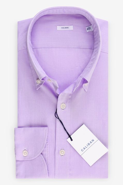Camicia Uomo Caliban Regular Tinta unita 100% cotone collo Button down Manica lunga