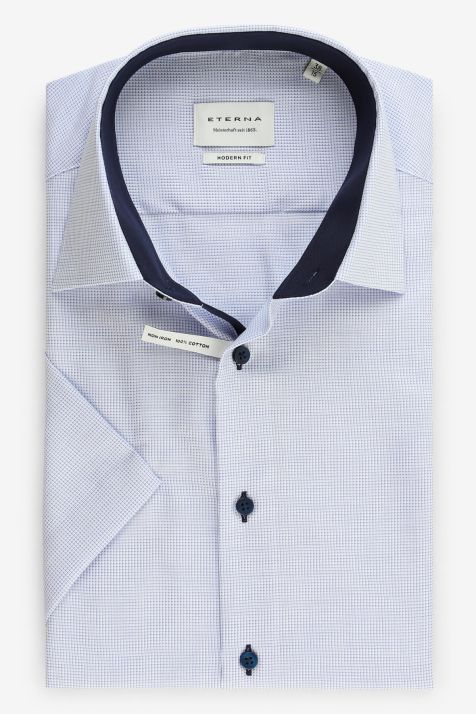 Camicia Uomo Eterna Classic No Stiro collo Italiano Manica corta