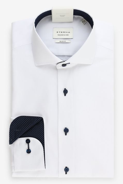 Camicia Uomo Eterna Slim No Stiro collo Francese Manica lunga
