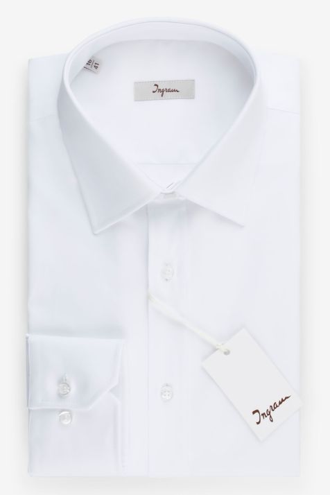 Camicia Uomo Ingram Classic Tinta unita 100% cotone collo Italiano Manica lunga