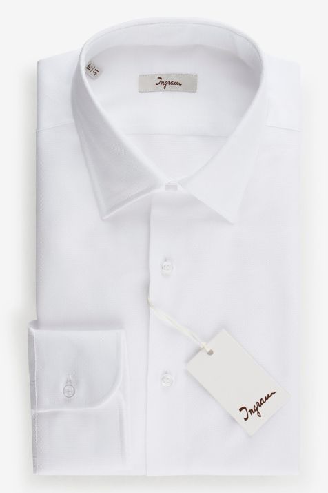 Camicia Uomo Ingram Regular Micro disegno 100% cotone collo Italiano Manica lunga