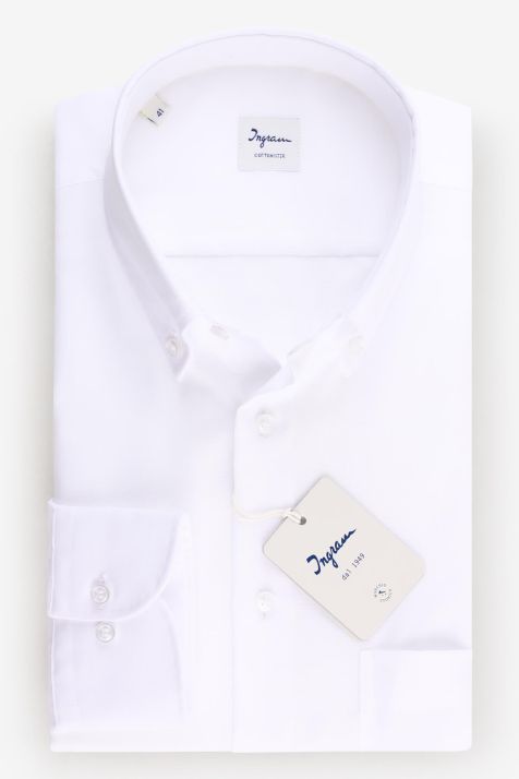 Camicia Uomo Ingram Classic No Stiro Tinta unita 100% cotone collo Button down Manica lunga
