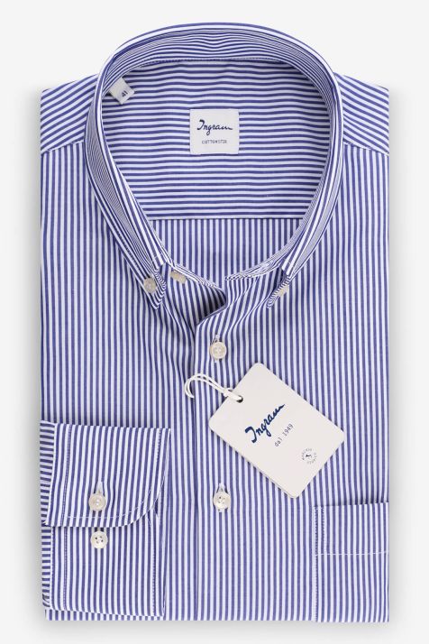 Camicia Uomo Ingram Classic No Stiro Righe 100% cotone collo Button down Manica lunga