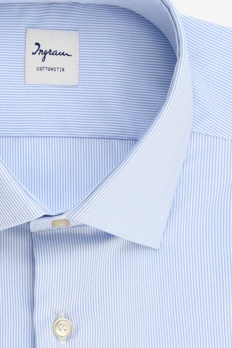 Camicia Uomo Ingram Regular No Stiro Righe 100% cotone collo Francese Manica lunga